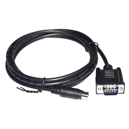 RIKYJIC DB9 Male to MD8 Round Header 8-Pin Male Connector RS232 Communication Cable for HITECH Touch Screen and Schneider PLC Programming Control Cable Data Download Cable-1.8 Meters