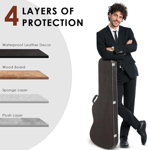 Ktaxon Electric Guitar Hard Case, Lockable Protective Case for KST/TL 39" Guitar, Brown