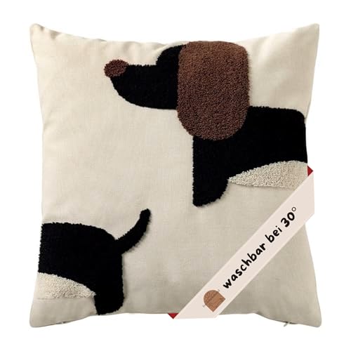 frechdachshund Dackel Kissenbezug Dachshund- waschbar & perfekt für Sofakissen, ideale Dackel Geschenke & Kissen Deko, Kissenhülle für Hundekissen (45 cm x 45 cm)