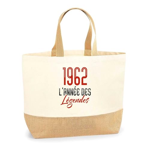 Sac en jute 1962 cabas vintage chic pour le marché et les sorties quotidiennes