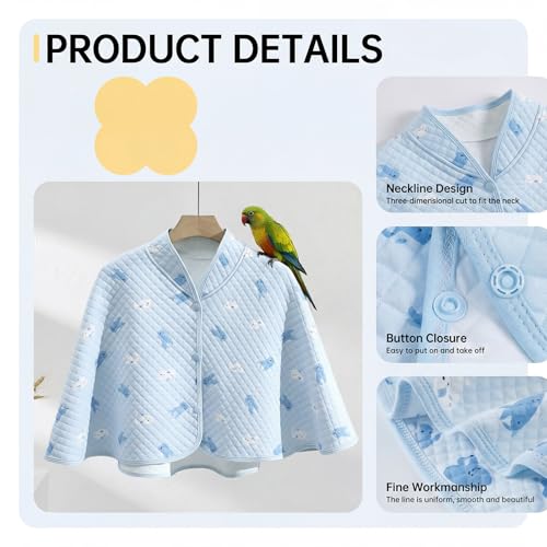 Image of QBLEEV Parrot Anti-Scratch Shoulder Protector, Bird Diaper Poop Cover Pad | Soft cotton shawl cape for birds to stand on shoulders, pet arm guard for lovebirds finches parakeets cockatiels conures