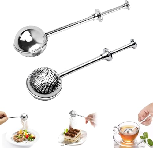 2Pcs Pince à Thé Pour Thé En Vra,304 Boule à Thé,Infuseurs à Thé En Acier Inoxydable Avec Long Manche Pour Thé En Vrac,Sucre, Farine, éPices, Poudre De, Herbes