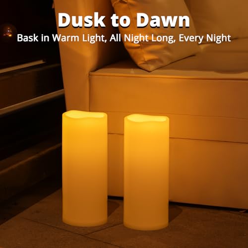 Image of NURADA Large Outdoor Solar Candles Waterproof - 10 inch x 4 inch Rechargeable Solar Powered Flameless LED Pillar Flickering Candle for Patio Porch Lanterns Decor - Ivory White
