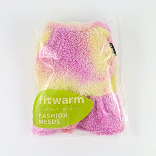 Fitwarm Tie Dye Sherpa Dog Hoodie, Dog Clothes For Small Dogs Girl, Pet Winter Coat, Cat Apparel, Yellow, Pink, Small #TOP6