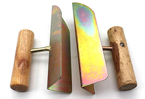zeng Paar Winkelspatel aus Kohlenstoffstahl mit Holzgriff, Inneneckenkelle und Außeneckenkelle 145x38 mm Eckspachtel, Eckkelle für Gipsarbeiten, 90-Grad-Innen- und Außeneckenmesser