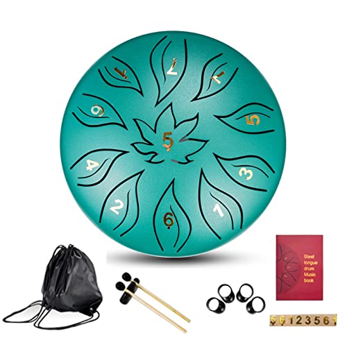 FCSHFC Handpan 6 Pouces 11 Notes Steel Tongue Drum for Débutant Adulte Enfants Méditation Divertissement Musical éducation Concert Yoga (Color : Vert)