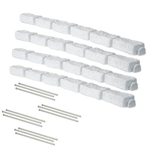 Beuta DIY No Dig Faux Stone Landscape Edging w/Anchoring Spikes, Flexible Brick-Sized Border for...