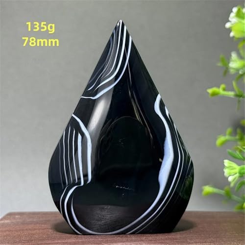 Pierre de cristal d'agate noire naturelle libre de 135g pour une décoration raffinée