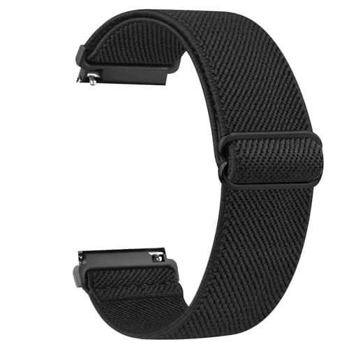 Elastic Strap for Garmin Venu 2S/Venu 3S/Forerunner 265S/255S/255S Music/Vivoactive 4S/Vivomove 3S, 18mm Soft Nylon Quick Release Replacement Sport Loop Watch Band Black