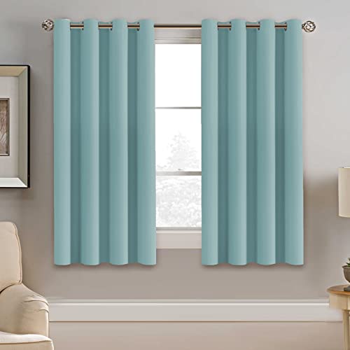 Image of H.VERSAILTEX Blackout Curtain for Living Room Thermal Insulated Window Treatment Curtain 54 inch Length Energy Saving Solid Grommet Top Blackout Drape, One Panel, Mineral Blue, 52 inch W x 54 inch L
