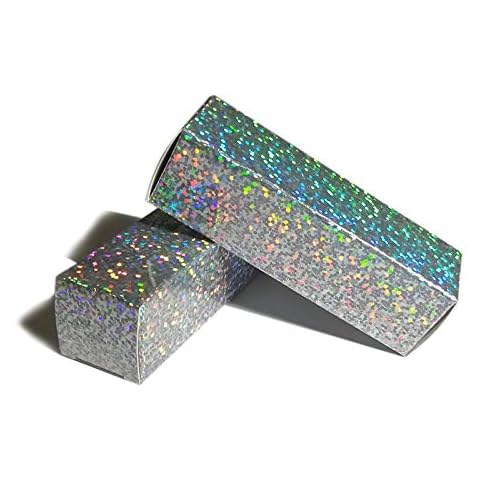 ANZKA 100 Pcs Lipstick Boxes 3.35x1x1" Silver Packaging Kraft Paper DIY Gift Make-up Organzier Glitter Essence Oil Bottle Lip Gloss Balm Glaze Tube Cosmetics Storage Perfume Sample Wrapping Case Cover
