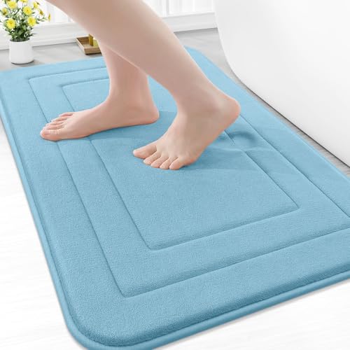 Arotive Memory Foam Bathroom Rug Mat 30x20, Ultra Soft and Absorbent Bath Mat, Machine Wash Dry, Comfortable Bath Rug Carpet for Bathroom Floor, Tub and Shower, Blue
