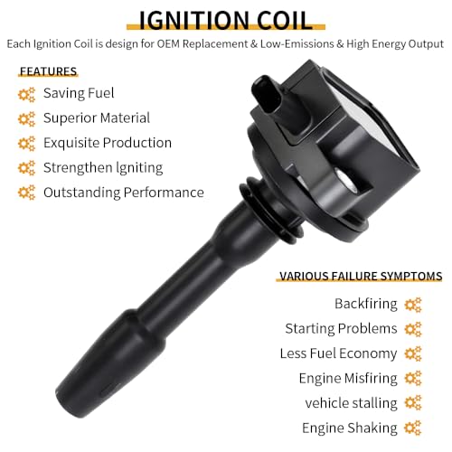 Image of Set of 6 UF825 Ignition Coil Pack Compatible with Ford Explorer 3.3L 2020, Ford F-150 /Police Interceptor Utility, Ford Transit-150 /250 /350 /350HD 3.3L 3.5L 2020 2021 Spark Plugs# JL3Z-12029-A, DG564