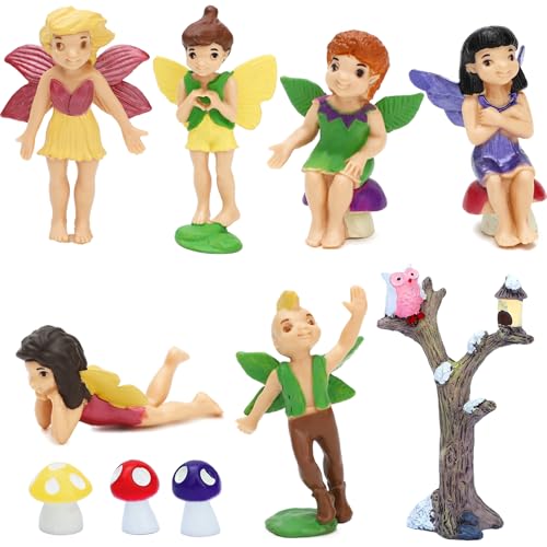 ONEST 10 Pieces Small Fairy Figurines Hand Painted Fairies Figures Miniature Fairy Garden Accessories Figurines for Decoration
