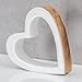 levandeo Herz Holz 15x15cm Mango Weiß Natur Braun Tischdeko Deko Aufsteller Rustikal Love Liebe Geschenk Dekoration