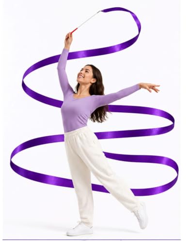 Image of BookMyCostume Gymnastic & Rhythmic Dance Ribbon Wand Collection - 2-Meter Ribbon Sticks - Ideal for School Sports Day & Gymnastic Training - Fancy Dress Costume Accessories for Kids, Teens & Adults