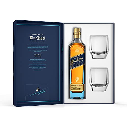 Johnnie Walker Blue Label Blended Scotch Whisky 700ml Geschenkset mit 2 Kristallgläsern – Bild 3