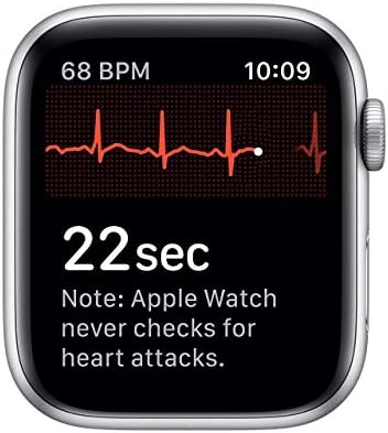 Apple Watch Series 5 (GPS, 44MM) Silver Aluminum Case with White Sport Band (Renewed)