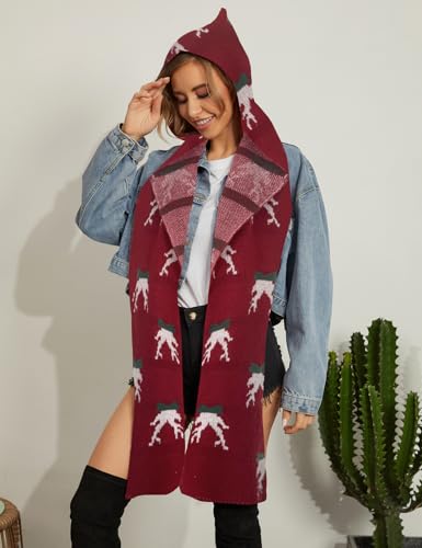 Women Winter Knitted Hooded Long Scarf Warm Shawl Wrap Head Scarves2