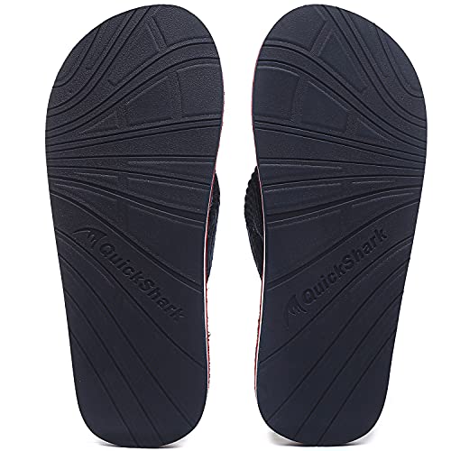Image of Quickshark Mens Flip Flops Leather Thong Sandals Arch Support Beach Slippers