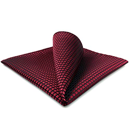 SHLAX&WING Solid Red Silk Pocket Square Mens Handkerchief Hanky Business Wedding