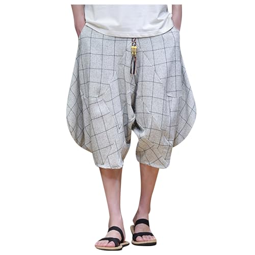 Pantalones estilo chino a cuadros hombre con corte harén vintage y tacto suave