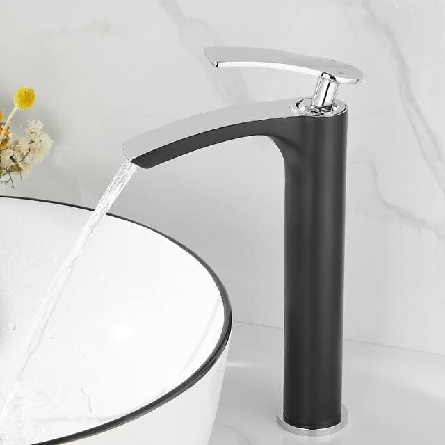 Robinet de salle de bain en laiton chrome noir | Design d'exception