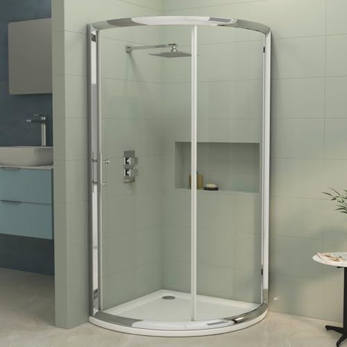 660 x 660mm Quadrant Shower Enclosure with Acrylic Tray Single Sliding Cubicle Door 6mm Safety Tempered Glass Screen