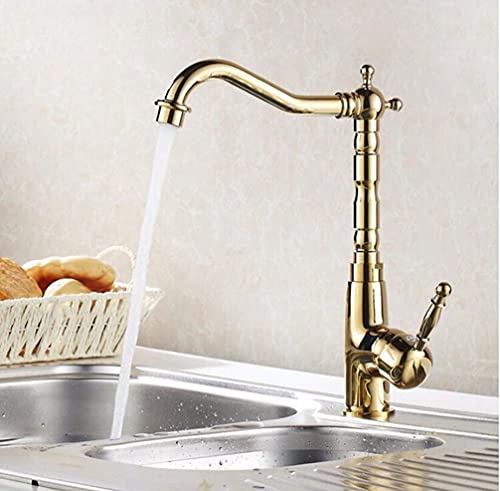 Robinet mélangeur d'eau en laiton doré rétro pour un réglage précis