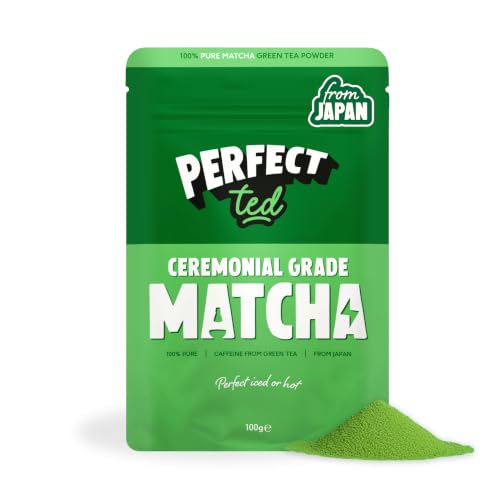 PerfectTed Matcha-Pulver | 100 g | Zeremonielle Qualität | Japanisches Teepulver | Matcha-Kraftstoff (100 Portionen) (100g Original)