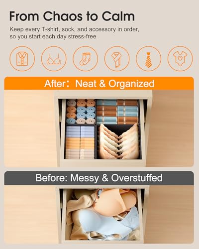 Yucch Schubladen Organizer 4er Set – passend für IKEA PAX 50x58 cm, faltbare Aufbewahrungsboxen mit verstärktem Boden für Unterwäsche, Socken & Babykleidung (Grau)