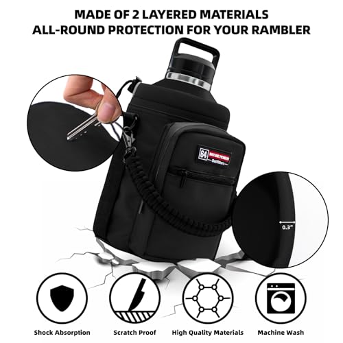 Image of NATURE PIONEOR Neoprene Insulated Water Bottle Holder with Shoulder Strap for Half Gallon 64OZ / One Gallon 128OZ Sports Water Jugs Bottles, Carrier /Pouch Sleeve for Outdoor Camping, Hiking, Fishing