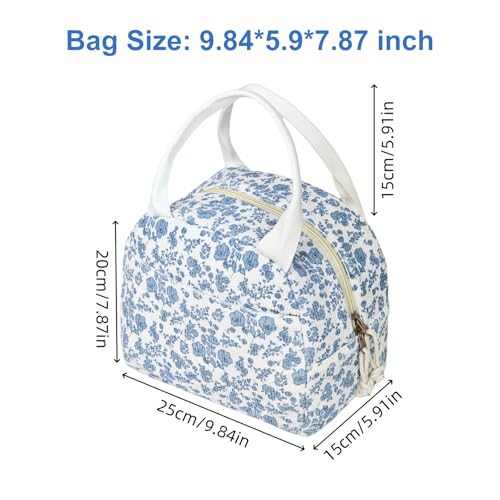 Image of Lunch Box for Women, Reusable Insulated Lunch Box Floral Tote Bags Corduroy Totes for Women Office Work Travel Picnic