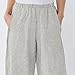 Maiyifu-GJ Women's Printed Linen Wide Leg Pants Summer Elastic Waist Beach Harem Trousers Lightweight Cropped Bottoms Pants (Light Grey,Medium)