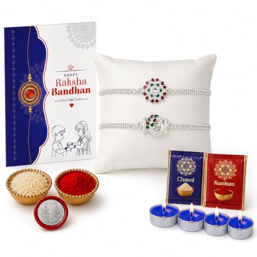 Image of Oblivion Tea Light Candle for Brother - Rakhi for Brothers, Silver Color Coin & Greeting Card, Gift for Bhai, Bhabhi & Kids, Traditional Raksha Bandhan Celebration Combo Kit 2025