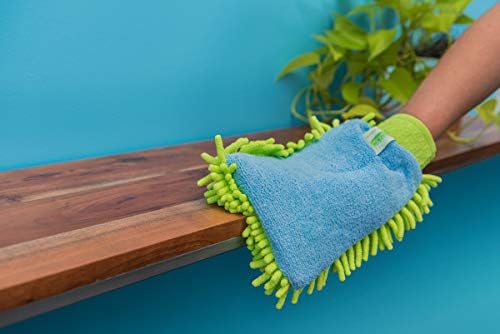 Quickie Microfiber Dusting Mitt, 1-Pack, Blue, Two-Sided Mitt for Dusting and Polishing for Cleaning, Machine Washable