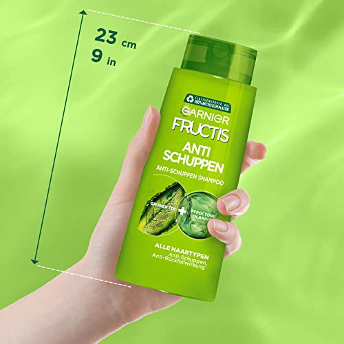 Foto von Garnier Fructis Anti-Schuppen Shampoo XXL, Beruhigendes Shampoo für schuppige Kopfhaut, Für mehr Glanz und Geschmeidigkeit, Mit Grüntee, Maxi Format, 700ml