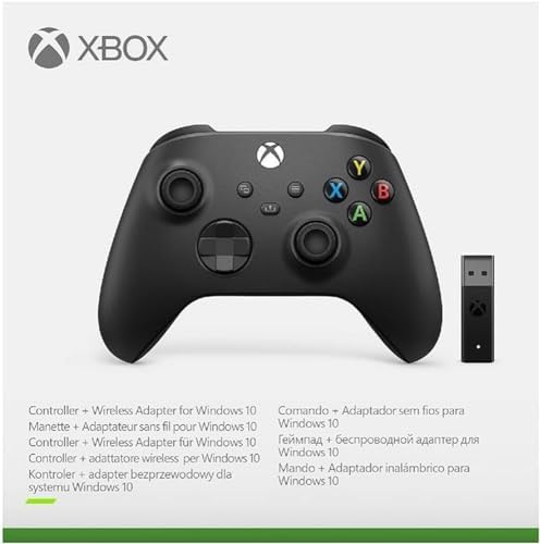 Xbox 1VA-00002 Kontroler Bezprzewodowy z Adapterem, Czarny, 1 Sztuka
