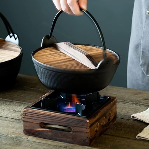 Cast Iron Sukiyaki Pot – Mini Fondue & Shabu Hot Pot for BBQ, Outdoor Cooking, Kitchen Use – Durable Single Serving Nabe Stove, Ideal for Cheese & Soup Lovers