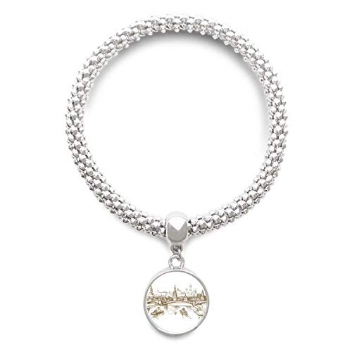 Bracelet pont de la rivière et pendentif rond | Bijou quotidien femme