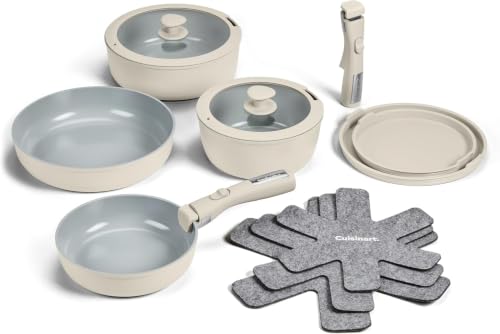 Image of Cuisinart 13-Pc, ClickSmart Nonstick Detachable Handle Ceramic Cookware, Pots and Pans Set, Stackable Space-Saving Design, Compatible with All Stovetops, Induction & Oven Safe, PURELYCERAMIC