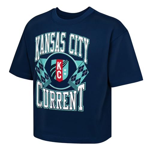 Outerstuff National Womens Soccer League Girls Classic Stack Short Sleeve Boxy Tee Kansas City Current Medium (10-12)