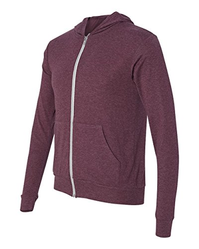 Canvas Bella Unisex Triblend Full-Zip Hoodie, Maroon Triblend, Medium3