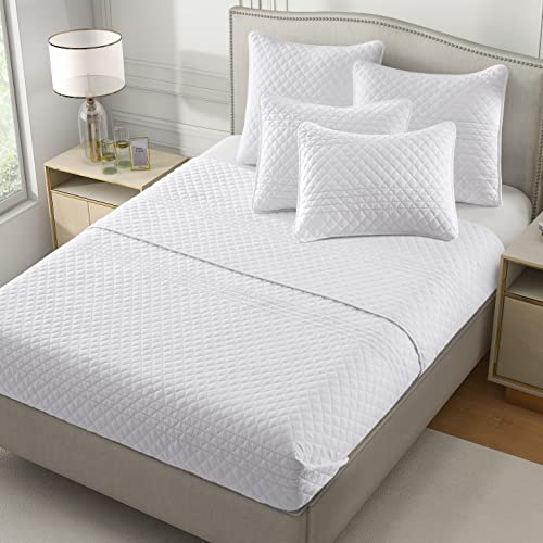 Bonlino Quilt Bedding Set Bed King - Lightweight Soft Quilt Summer Farmhouse Quilt Set, Modern Boho Style Striped As Bedspread Coverlet, With 2 Pillow Shams For Home Bedroom All Season (White, King) #TOP6