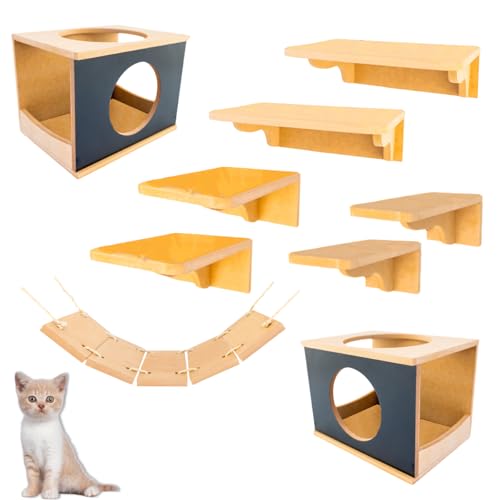 Playground Para Gatos 9Pçs Premium Resistente Já Montado Com Kit Fixação (Frente Preta)