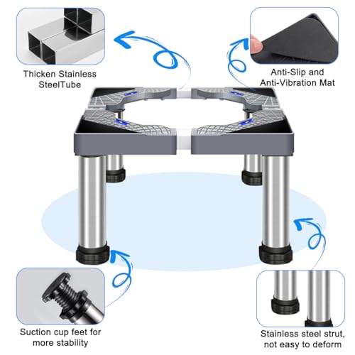 Waschmaschine Untergestell, Verstellbare Waschmaschine Sockel Höhe 18-21cm, Podest für Waschmaschine für Kühlschrank, Waschmaschine, Rockner, Gefrierschrank (Einstellbare 40-60cm)