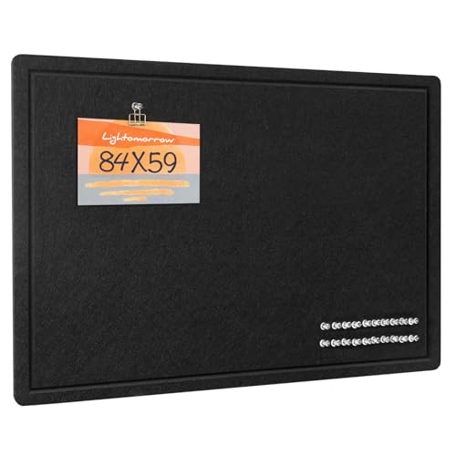 Tablón de anuncios, 86 x 59 cm, tablero de fieltro decorativo, alternativa a la pared, tablero plegable con tabla de oración autoadhesiva y 20 agujas de pin, color negro