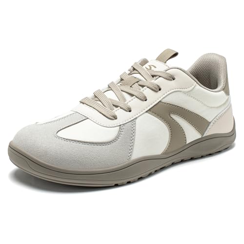 HOBIBEAR Womens Walking Shoes Hands Free Slip on Barefoot Minimalist Shoes Wide Toe Box Classic Retro Fashion Sneakers Khaki