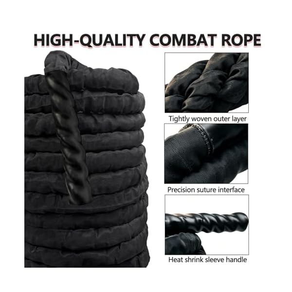 1.5 Inch 40ft Heavy Weighted Training Exercise Ropes Fitness Equipment with Sleeve and Anchor Strap Kit for Outdoor Working Out,Battle Rope for Home Gym Workout. - Image 2