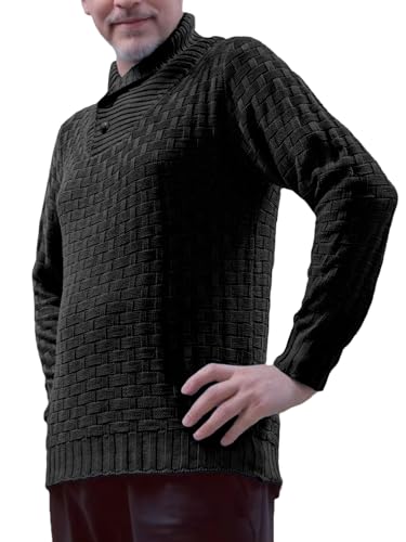 Men's Slim Fit Textured Knit Sweater Button Stand Collar Long Sleeve Solid Pullover Tops4